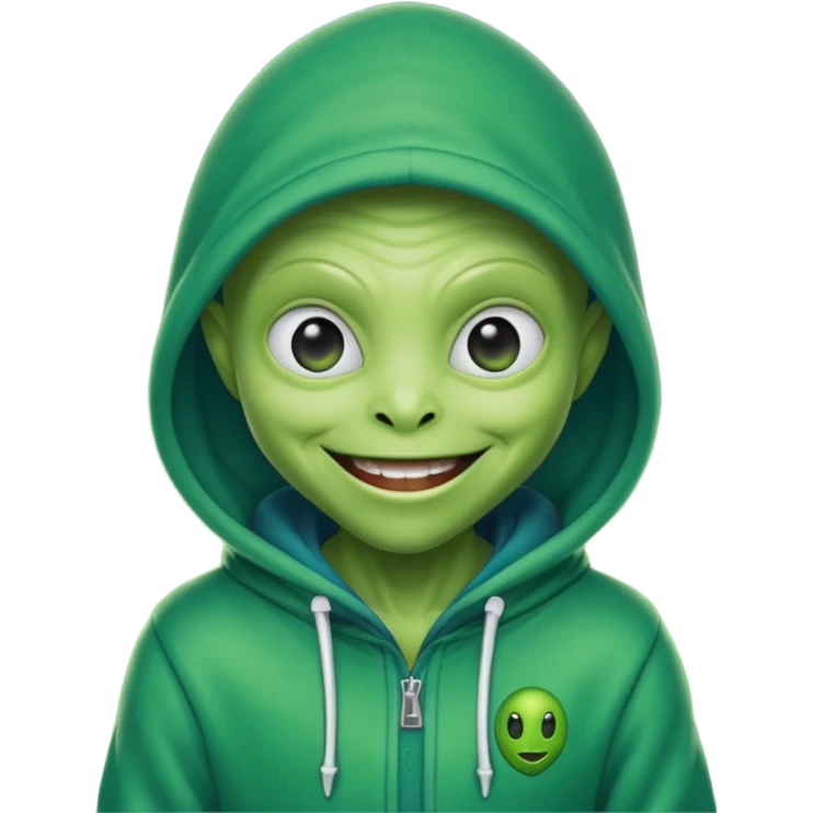 happy alien wearing hoodie emoji