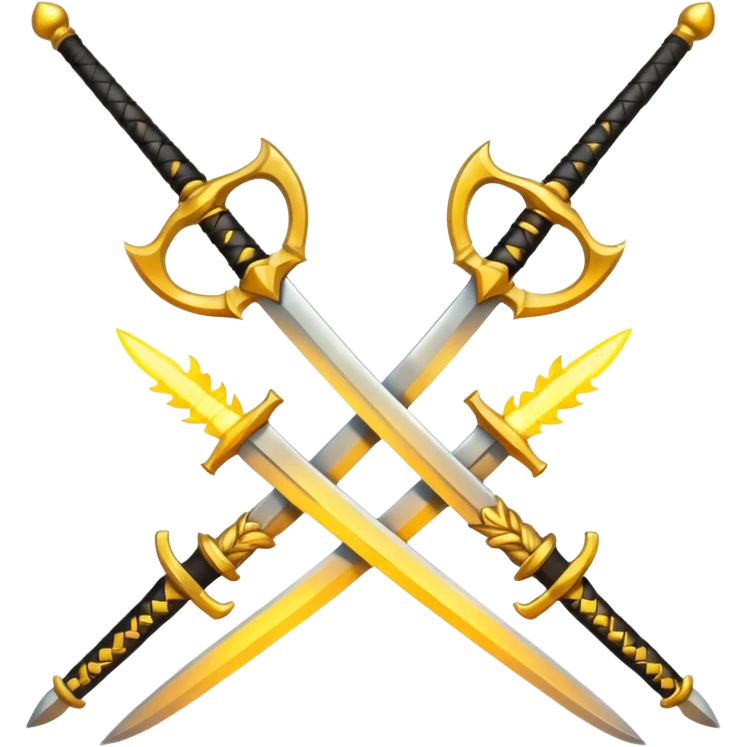 Fully yellow two swords crossed fiery emoji