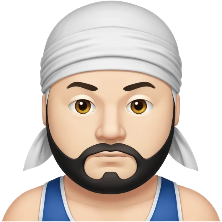 White skin fat guy with black durag, light stubble beard of a few days in wrestling singlet emoji