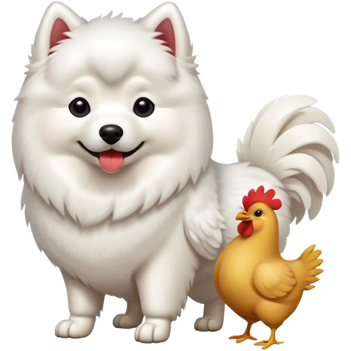 Samoyed with chicken  emoji