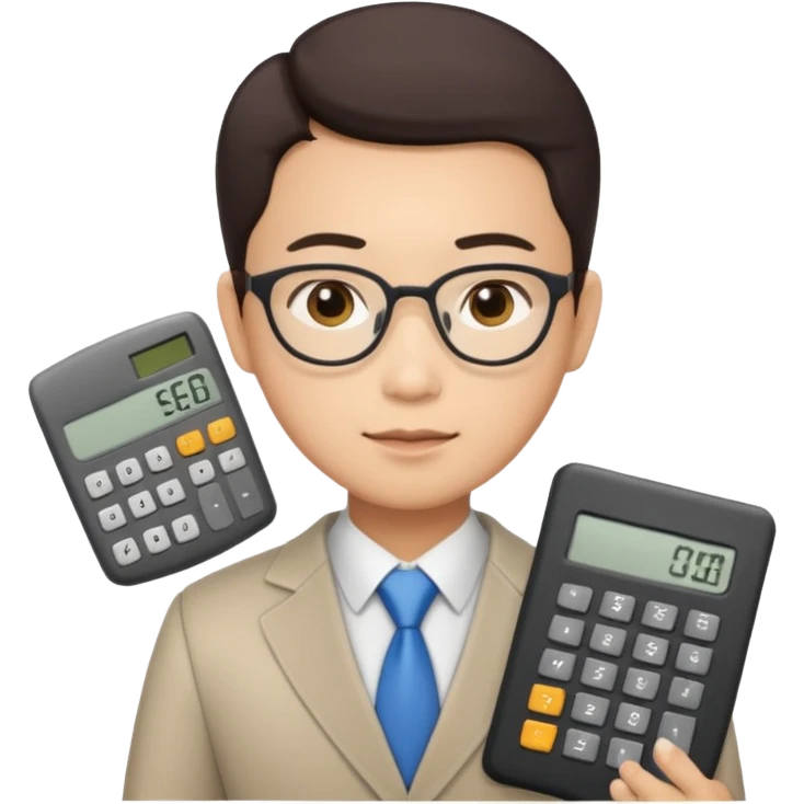 Asian accountant with calculator and paperwork emoji