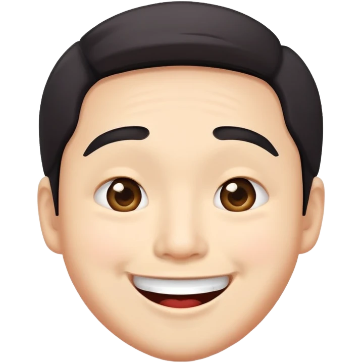 Asian man, silly smile emoji