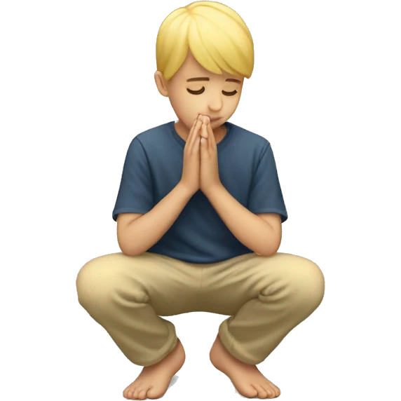 blonde boy kneeling praying  emoji