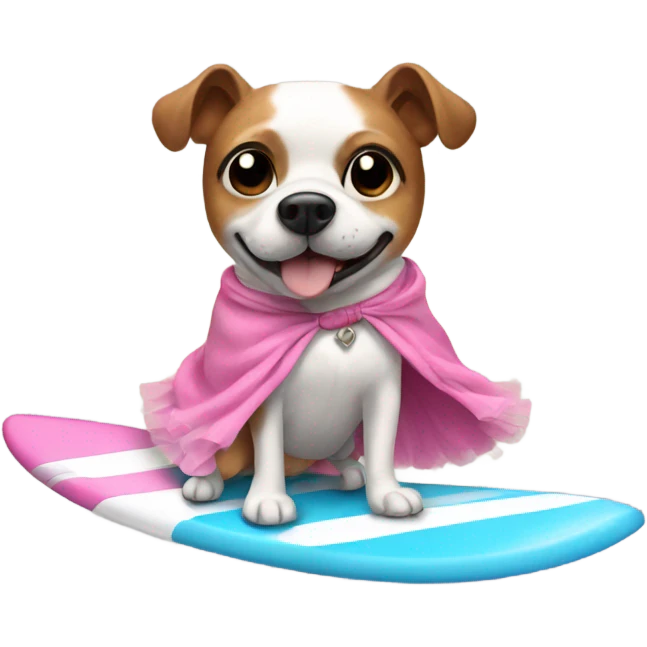 Dog wearing a tutu while surfing emoji