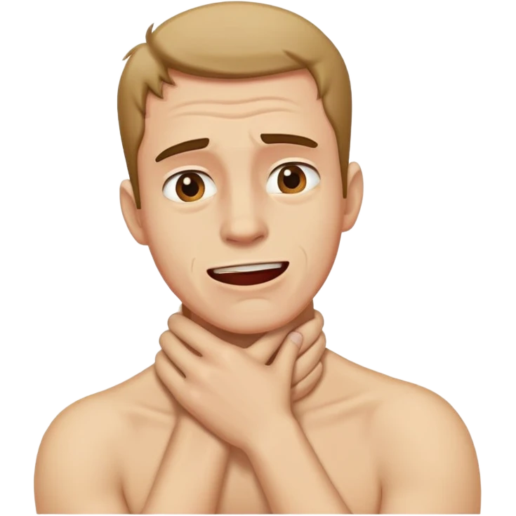 man crashing out holding his neck emoji