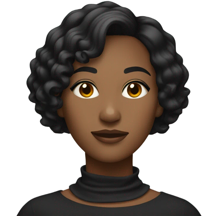 black woman with black curled short bob and a nice top emoji