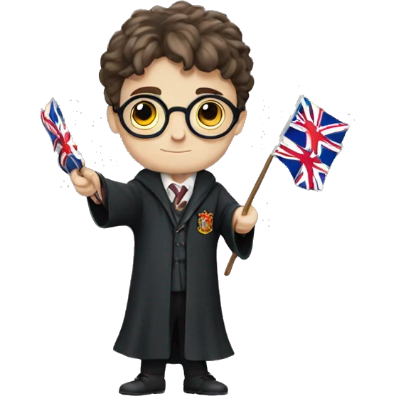 Harry Potter holding UK Flag emoji