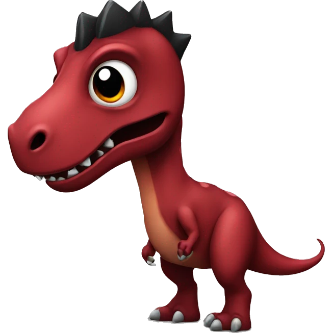a dark red dinosaur with black horns. emoji