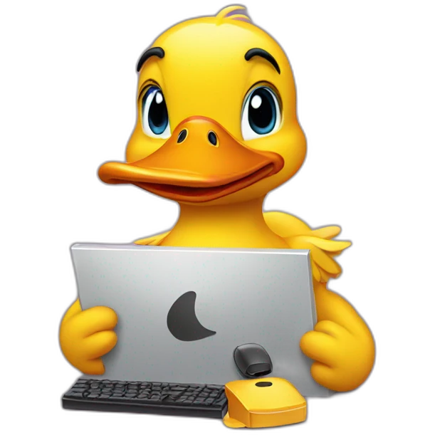 duck plays computer games emoji