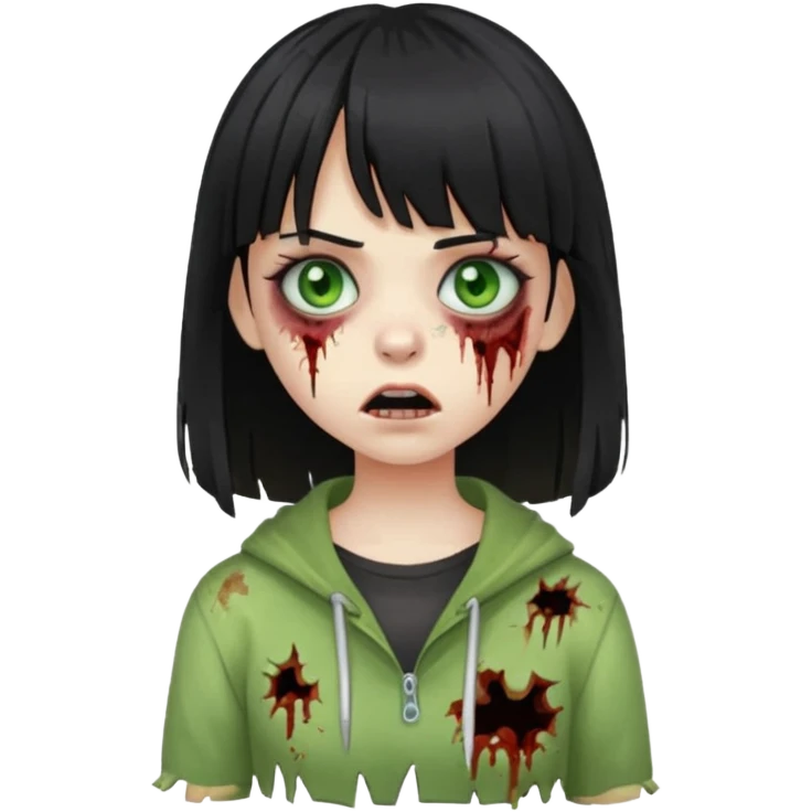 girl zombie with half black hair with bangs  emoji