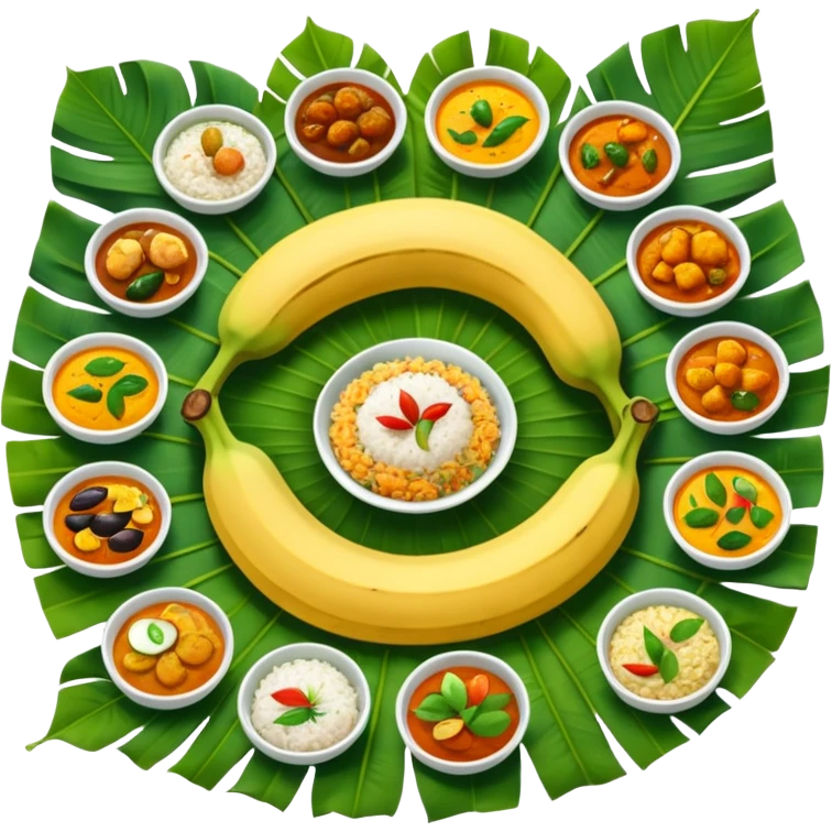 Kerala sadhya in large long banana leaf emoji