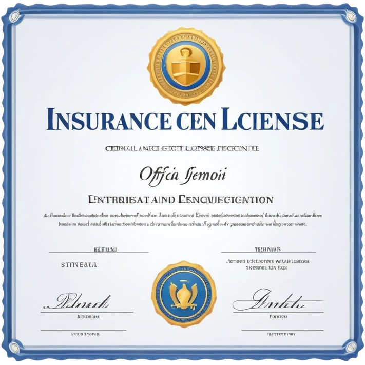 insurance license certificate with official seal emoji