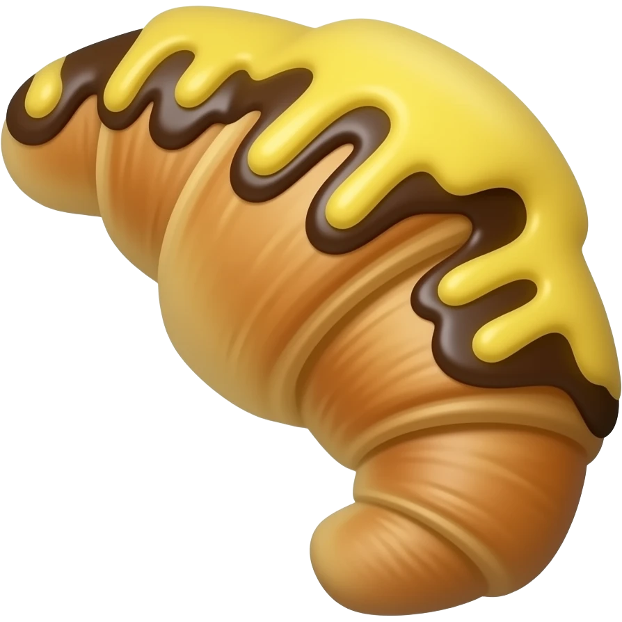 Croissant with drizzled Yellow icing and chocolate icing emoji