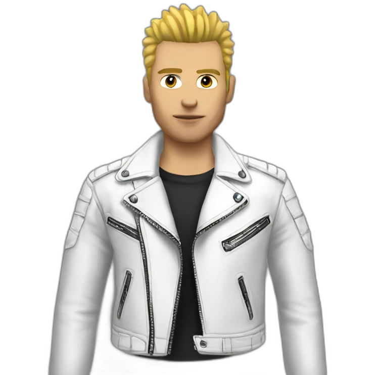 Punk male-white leather jacket emoji