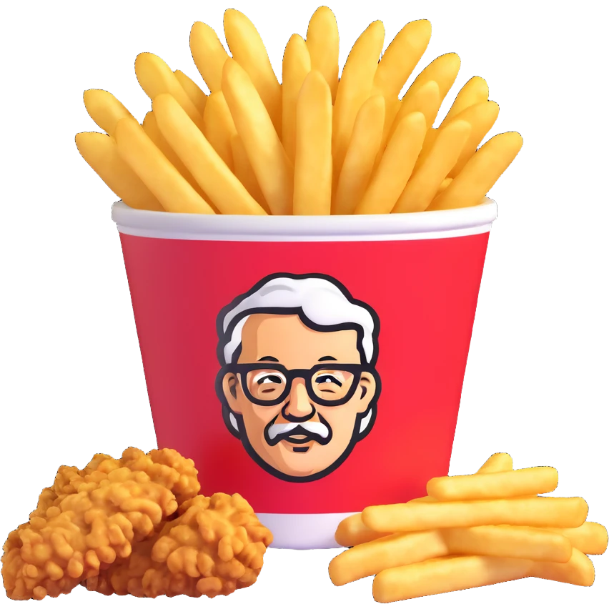 KFC bucket of fried chicken with a side of fries emoji