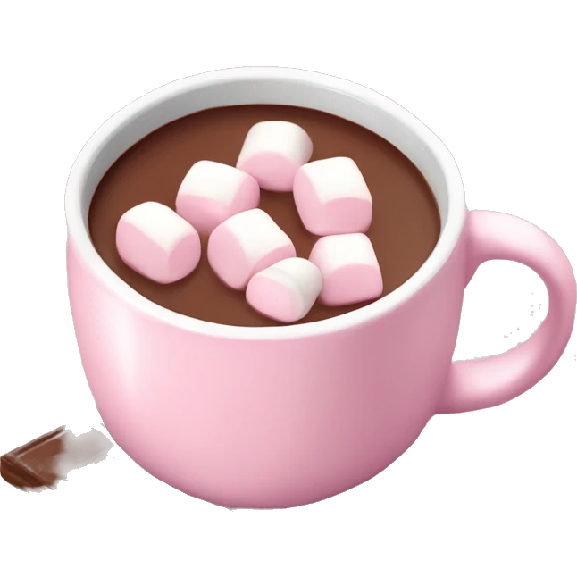 Light Pink mug of hot chocolate with marshmallows  emoji