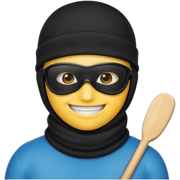 Create an emoji wearing a black ski mask emoji