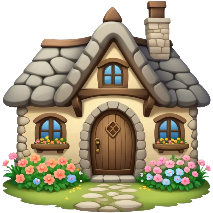 Cozy Fantasy cottage with flowers emoji