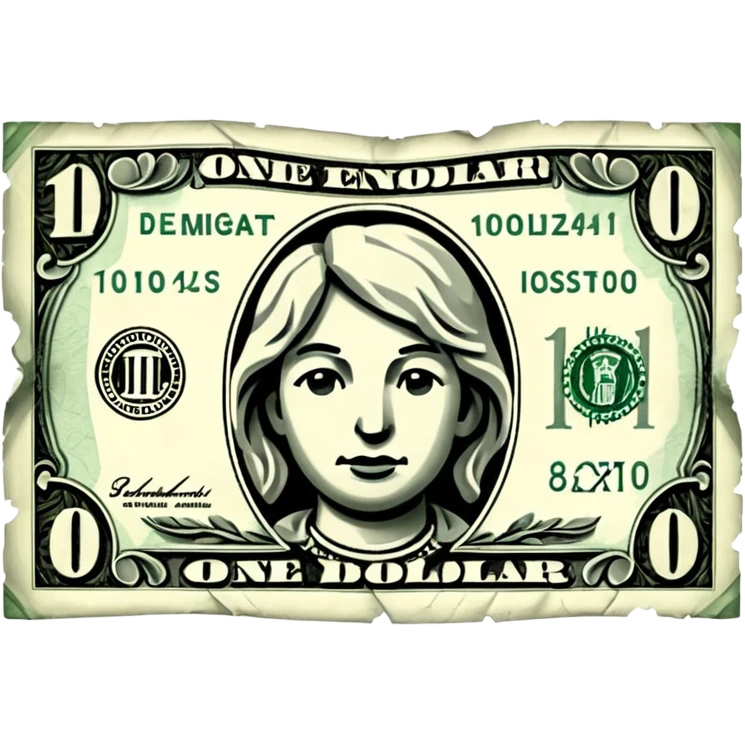 damaged one dollar billone dollar bill emoji