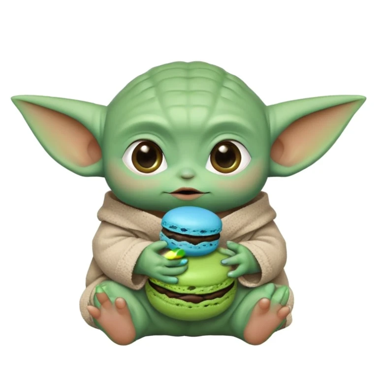 baby yoda eating a blue macaroon  emoji