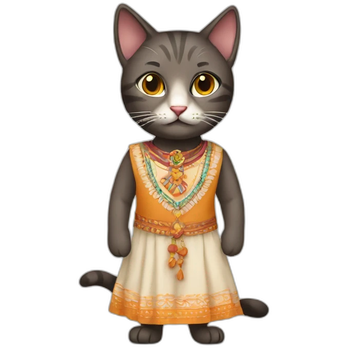 A cat wearing Indianan dress emoji