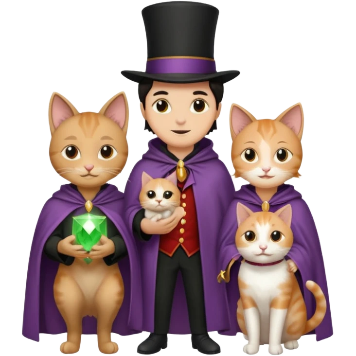 magician couple and their pet cat emoji