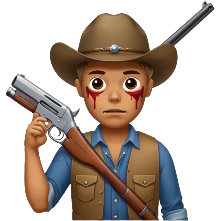Country hick with a shotgun. From the chest to. In the style of your bleeding skull art emoji