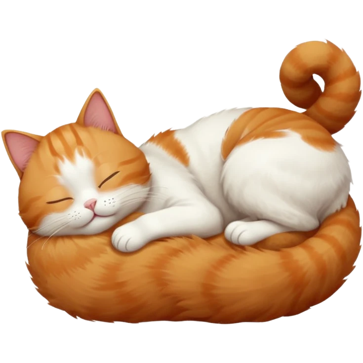 ginger and white small cat eyes closed lying down upside down emoji