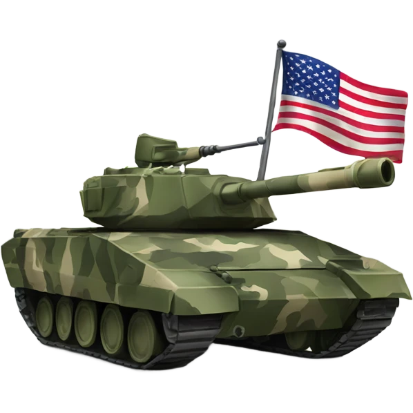 Camouflage cartoon tank with American flag emoji