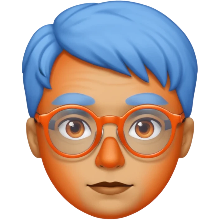 blue skinned orange glassed emoji