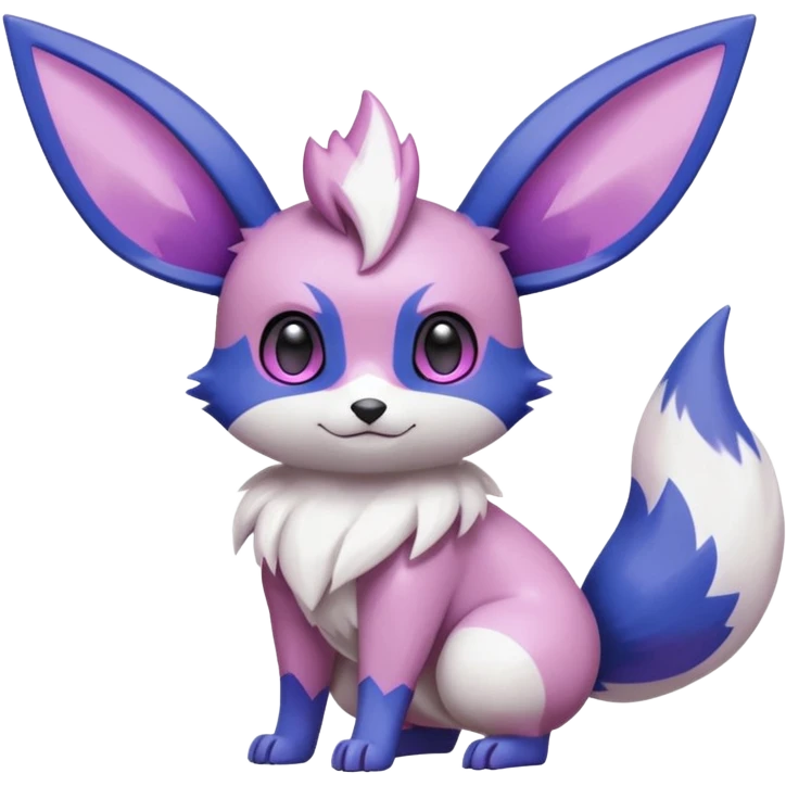 Shiny White with Violet and Indigo and pink markings Eevee-Minccino-Zangoose-Pokémon-Digimon-Fakémon-fusion-hybrid-creature emoji