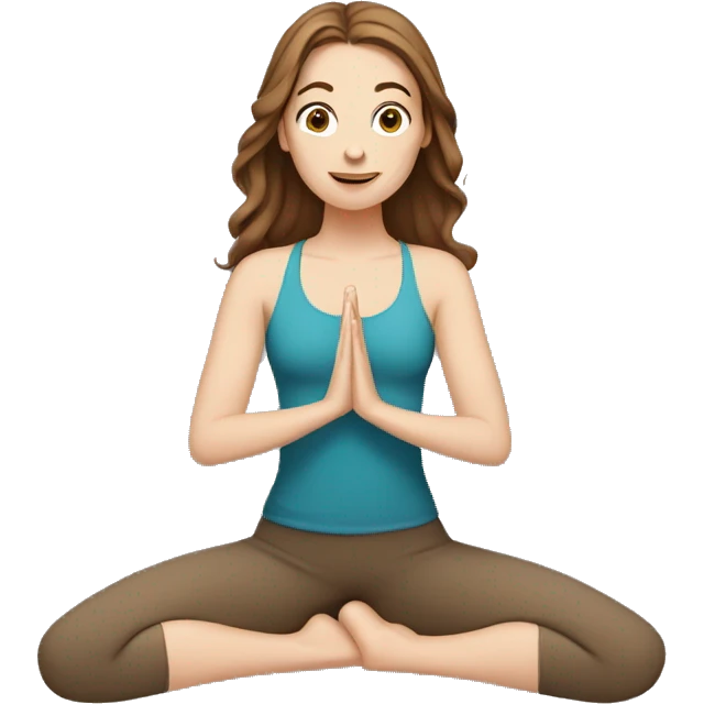 white girl with brown hair doing yoga emoji