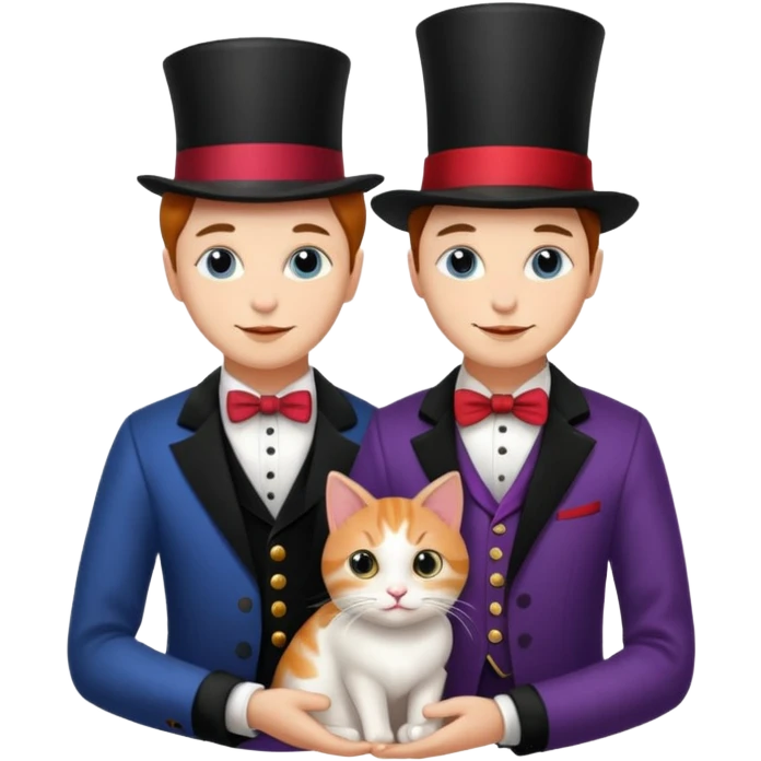 magician couple and their pet cat emoji