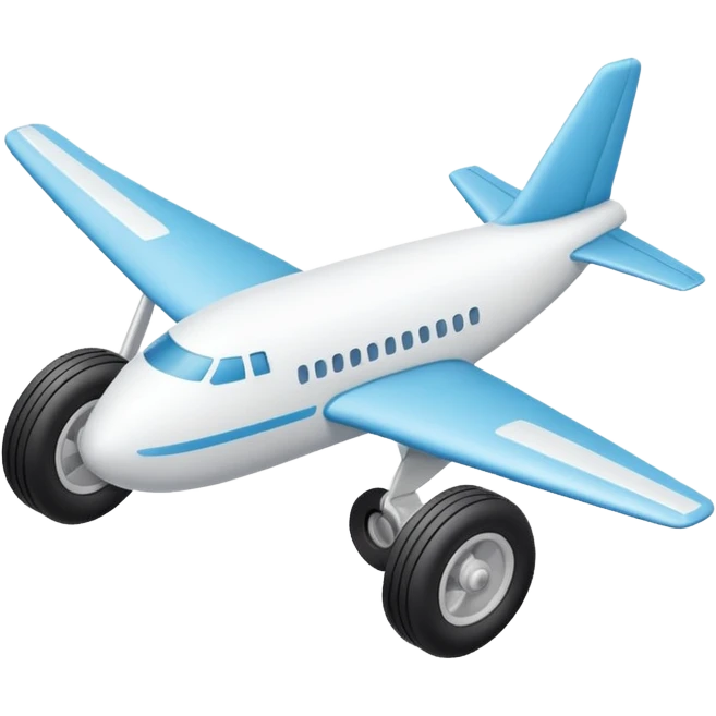 Isometric view of airplane landing gear in emoji style — one inflated, puffy wheel with a strut, soft 3D look, rounded shapes, clean and minimal design, cartoon-like, emoji aesthetic, white background emoji