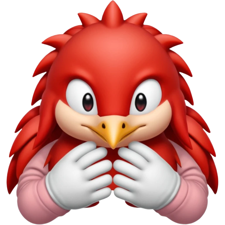 knuckles a red animal with peach arms and white mittens that have no fingers , he’s a echidna with red eyes emoji
