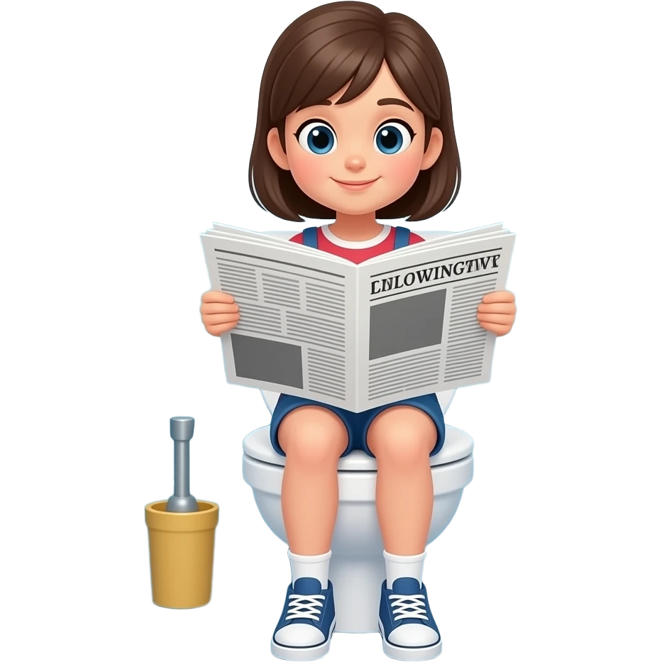 GIRL SITTING ON TOILET AND REEDING PAPER emoji
