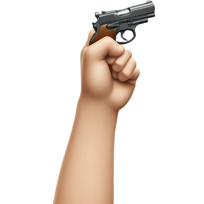 gun balancing on middle finger emoji