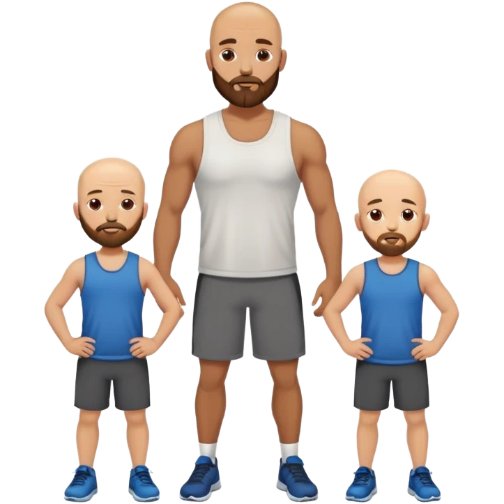 bald brown beard working out with three son emoji