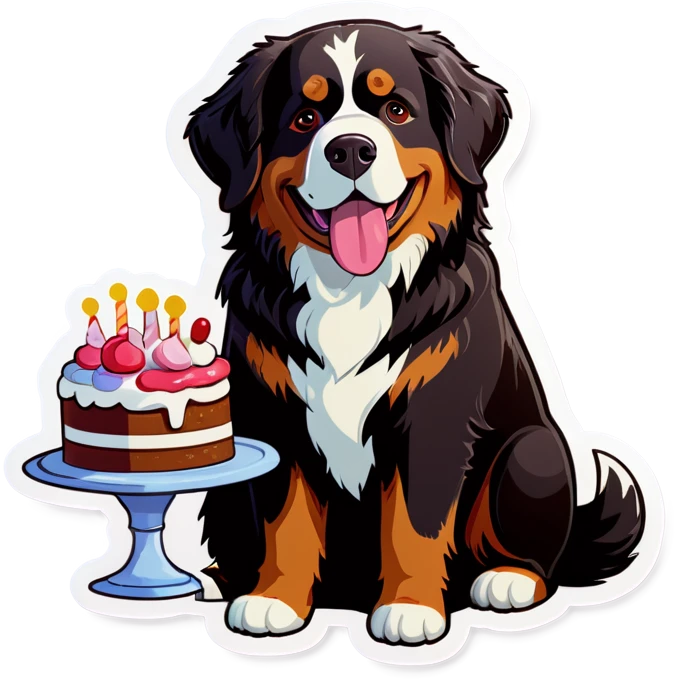 Bernese mountain dog baking cake emoji
