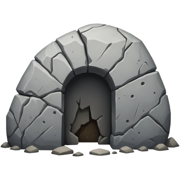 A boulder sealing the entrance to a tomb emoji