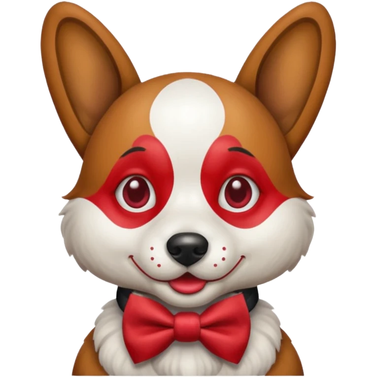 Dog clown with painted nose, bow tie emoji
