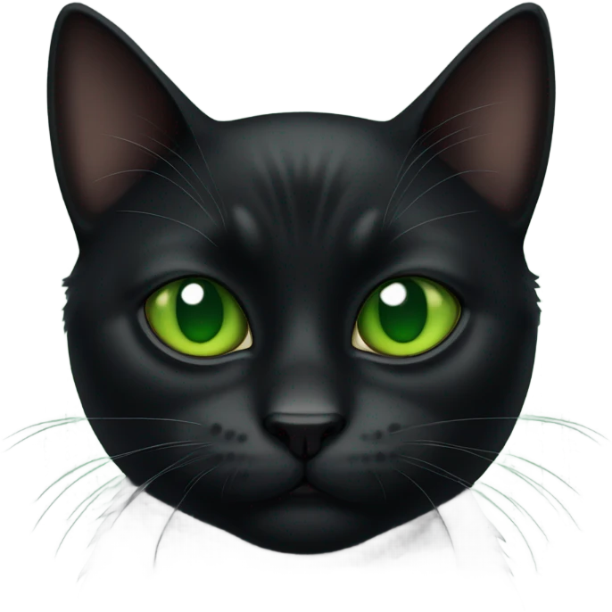 Black cat sort of cranky with green eyes emoji
