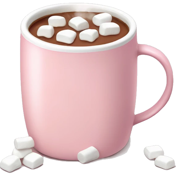 Light Pink mug of hot chocolate with marshmallows  emoji