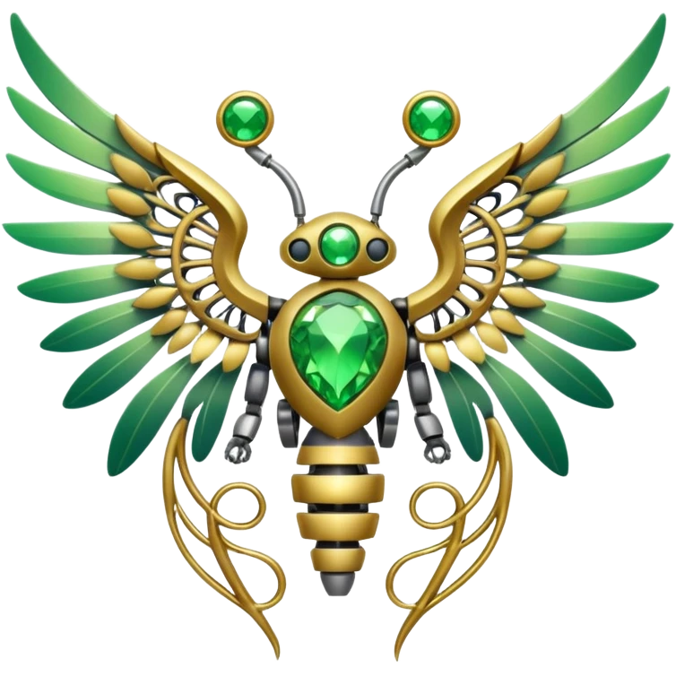 robot wings with vines and gems emoji