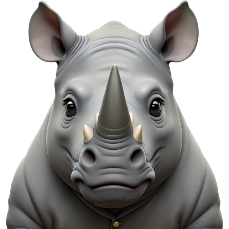 cinematic-noble-rhinoceros-portrait-emoji,-poised,-with-a-massive,-powerful-build-and-a-thick,-hide-of-slate-gray,-deep-set-soulful-piercing-eyes,-simplified-yet-sharp-and-sophisticated-features,-highly-detailed, with large black eyes, szoomed out showing houlders emoji