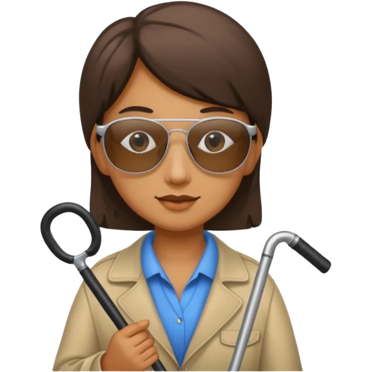 A blind person wearing sunglasses and holding a guide cane emoji