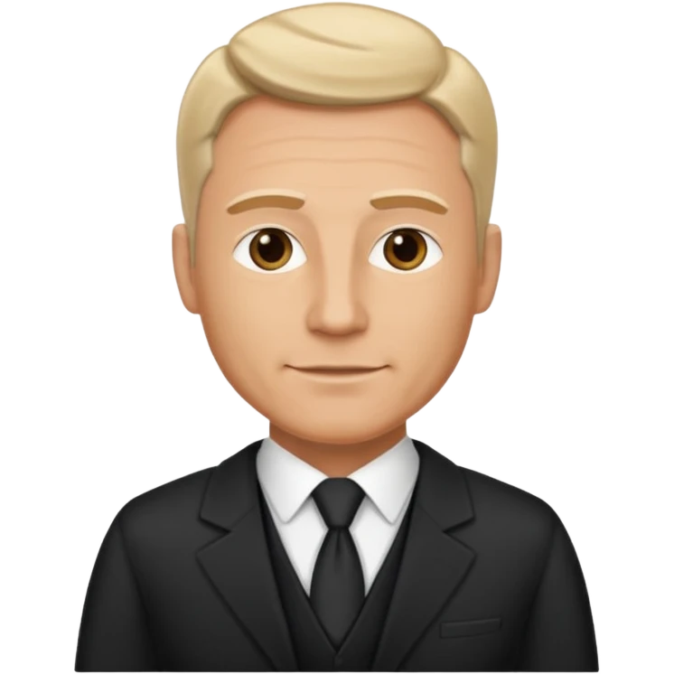 A very handsome successful white man in his 40s. Wearing black but not a suit. Looks like a lawyer. emoji