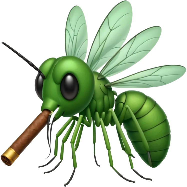 mosquito verde fumando un cigarro emoji