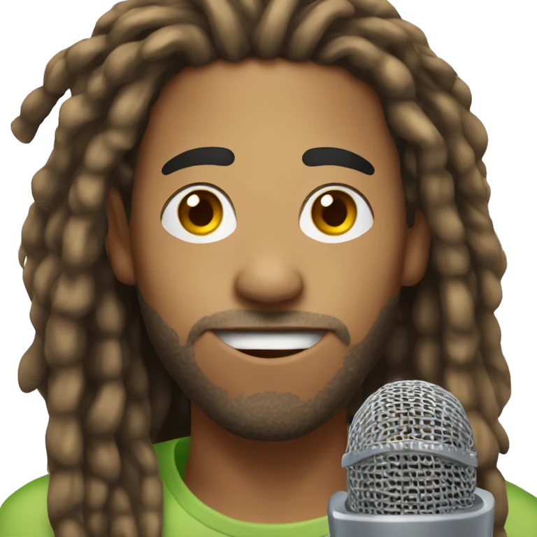 a mixed-race man with dreadlocks talking into a microphone emoji
