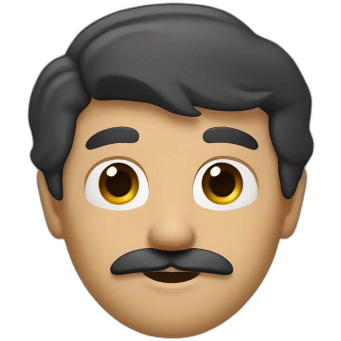 homme avec petite moustache et cheveux noirs avec une raie emoji